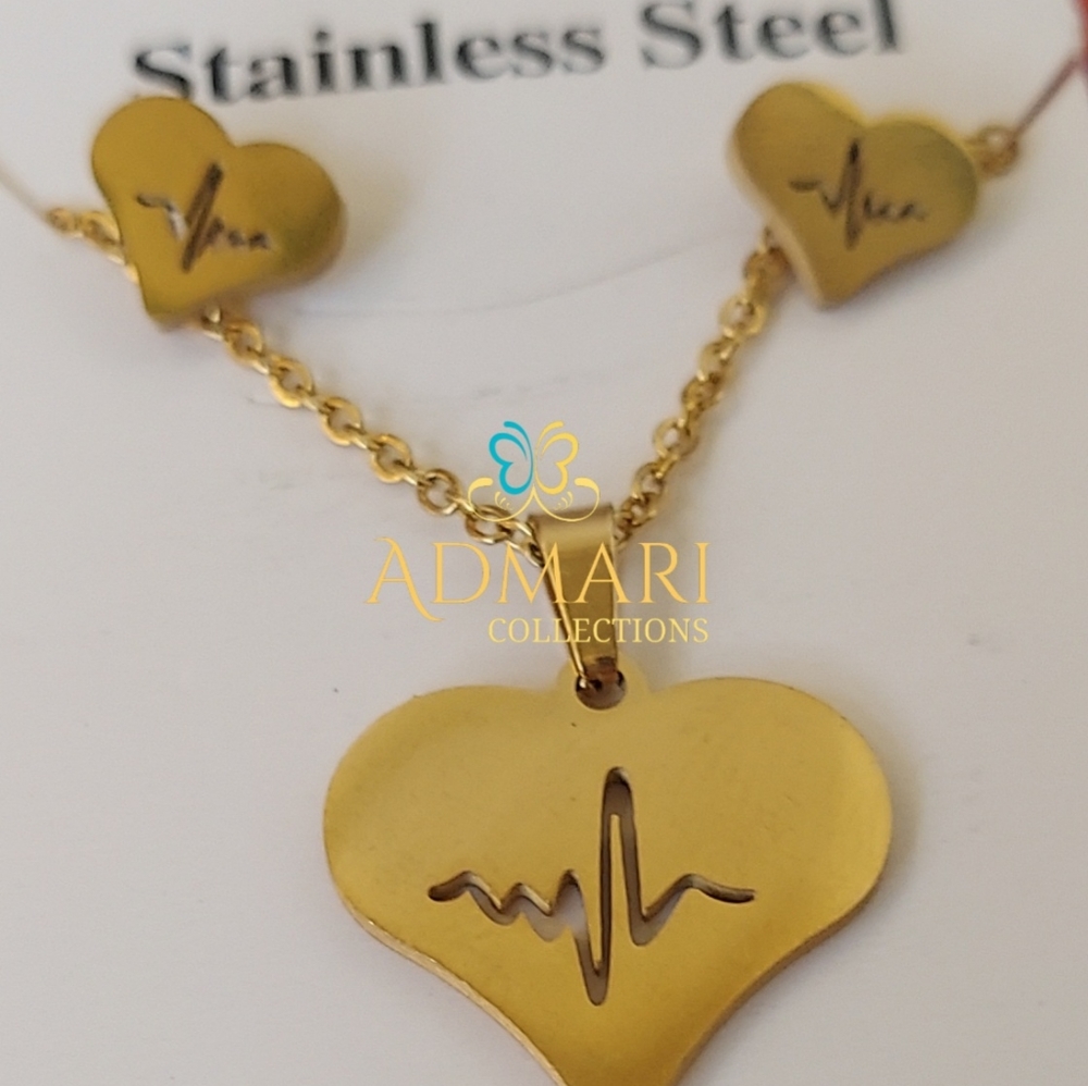 Heart beat earrings/necklace/Pendant Set